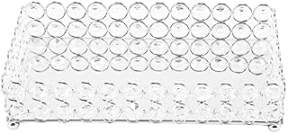 Dciustfhe Crystal Cosmetic Tray Jewelry Trinket Organizer Mirror Decorative Tray Perfume Care Organizer(Silver)