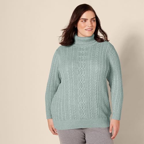 Image of Amazon Essentials Women's Long Sleeve Fisherman Cable Knit Turtleneck Sweater (Available in Plus Size)