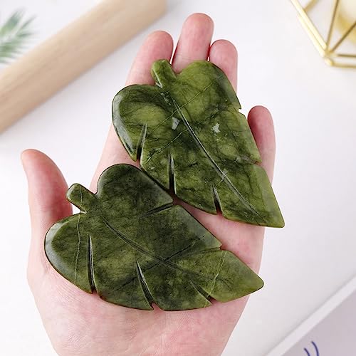 Image of Runyangshi 1PCS Natural Green Jade Stone Hand-Carved Crystal Leaves Sculpture Leaf Shape Crystal Healing Stone Figurines Reiki Gemstone Collection Home Decor Desk Decor