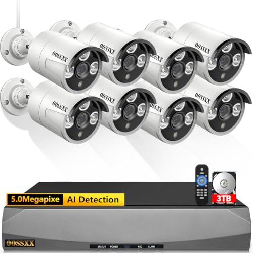 Image of OOSSXX Ultra Wide-Angle 5MP Wired Outdoor PoE IP Cameras for Home Security Outdoor Camera System Video Surveillance