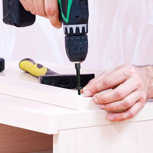 Dayalo 50 Stück Blechschrauben 4,2 x 13 mm, Flachkopf mit Scheibe Holzschrauben Torx, Edelstahl A2 V2A, Schwarzes Oxid, mit Schraubendreher Bit