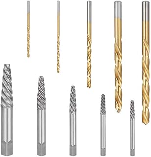 HSEAMALL 10PCS Screw Extractors with Left Hand Cobalt Drill Bits Set,Damaged Screw Remover Drill Extractor Combination Set