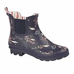 StormWells Womens Waterproof Ankle Wellington Boots with Textile Lining and Rubber Sole Navy 6 UK