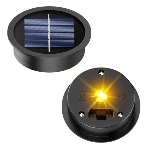 2 Pack Replacement Solar Light Parts Waterproof Solar Light Replacement Top with LED Bulbs for Solar Lanterns (Top Size 2.76 inches Bottom Size 2.36 inches)
