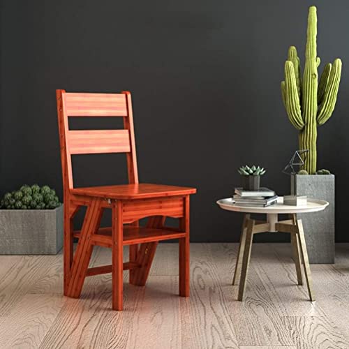 Échelle en bambou pliable rouge escabeau multifonction maison - 2