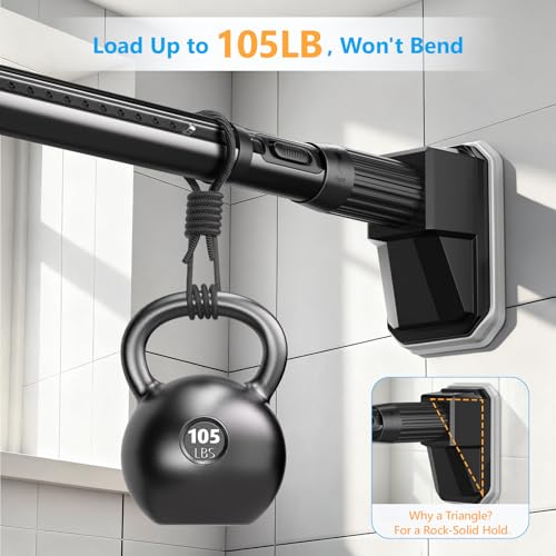 Image of FADOTY Tension Curtain Rod No Drilling, 41-122 Inch Heavy Duty Shower Rod