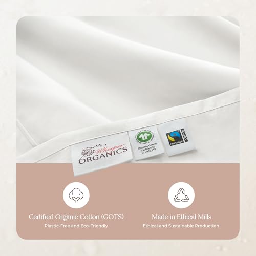 Image of 100% Organic Cotton Pillow Cases Queen Size Set of 2-100% Cotton Pillowcases GOTS Certified 300 Thread Count - Naturally Cooling Comfortable Breathable & Soft Pillow Cases (White, Queen)