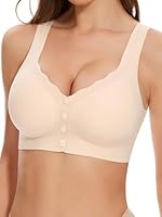 HBselect BH Damen Vorne Vershcluss Vollschalen Bügellos Komfort BH Beige M