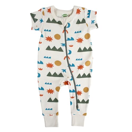 Image of PARADE Organic Signature Print '2-Way' Zip Romper - Short Sleeve