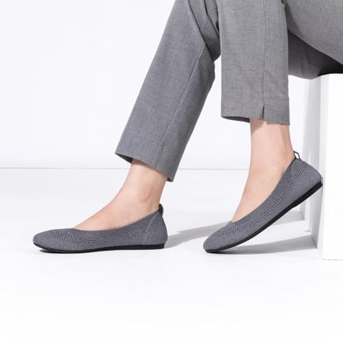 Image of Frank Mully Women's Ballet Flats Round Toe Walking Flats Slip On Work Shoes Knitted Flats Shoes for Woman Soft Lightweight