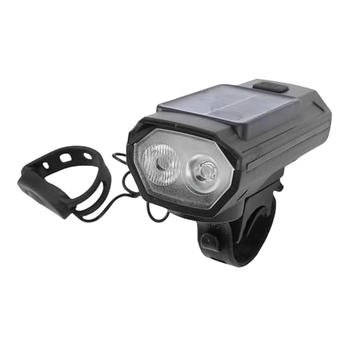 RiToEasysports Éclairage Solaire pour Vélo, LED Haute luminosité avec Avertisseur Sonore de 120 DB et Double Option de Charge, Large Angle D'éclairage et Portée de 200 M, pour Une sécurité