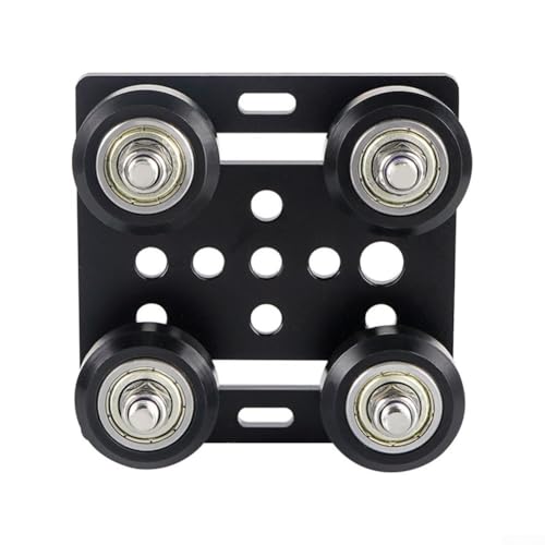 Bulevisiter Poulie de plaque de portique pour profils en aluminium de type V, plaque coulissante en acier inoxydable 65 x 65 x 10 mm, compatible avec rail linéaire V entraîné par courroie (noir)