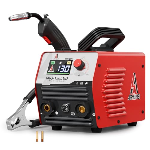 AIRMEIMEI MIG Welder 110V,Gasless Flux Core Welder,Plug And Play,Easy Safety To Operate For Beginners DIY,Synergic Mode Better welding with IGBT Inverter,Portable Wire Feed 130A