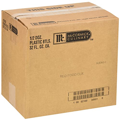 McCormick Culinary Red Food Coloring, 32 fl oz (Pack of 6) - Six 32 Fluid Ounce Bottles of Red Food Dye With Rich Red Color Perfect for Red Velvet Cakes, Frosting, Icing, Cookies and More
