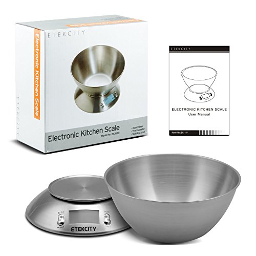 Etekcity Food Kitchen Scale with Bowl, Digital Weight Scale for Food Ounces and Grams, Cooking and Baking, Timer, and Temperature Sensor, 2.06 QT, Stainless Steel by Etekcity - Used condition - Image 9