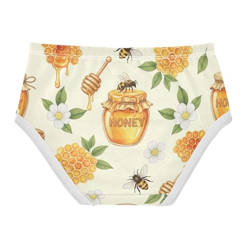 Toddler Girls Underwear 2t Cotton Panties for Girl Fun Undies Kids Briefs Cartoon Honeycomb Bees White Floral2
