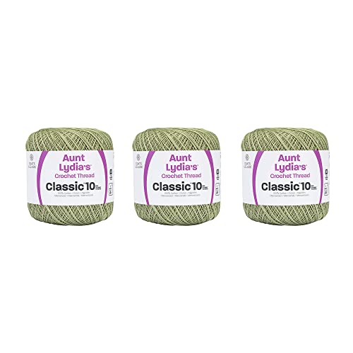 Image of Aunt Lydia's Classic 10 Cotton Crochet Thread, Frosty Green, 3-Pack