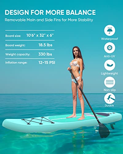 Bornway Inflatable Stand Up Paddle Board For Adults Non-Slip Deck Paddleboard With Premium Sup Accessories Including Pump, Surf Control, Backpack, Adjustable Paddle, Leash, Waterproof Bag, Repair Kit #TOP2