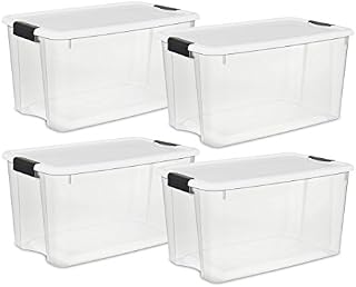 Sterilite 19889804 70 Quart/66 Liter Ultra Box Clear with a White Lid