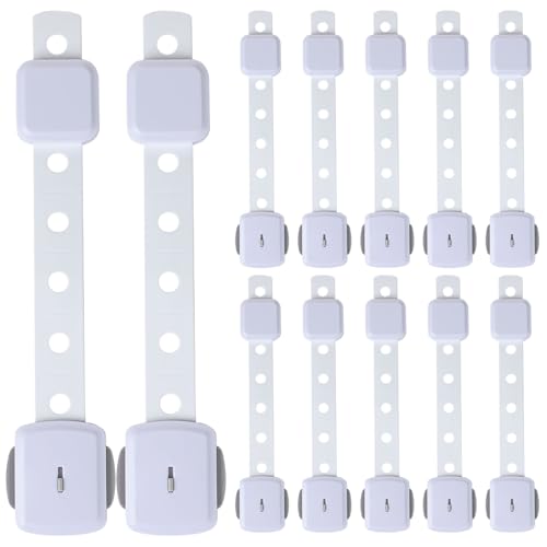 Image of Fursafe&Q Cabinet Locks Baby Proofing, Baby Drawer Safety Locks -Adhesive Child Safety Lock Straps Adjustable Door Latch for Fridge Toilet Oven No Drill Furniture Kitchen Lock