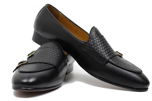 Santimon Men's Loafers Slip On Dress Casual Prom Shoes Genuine Leather Monk Strap Penny Loafers Mens Fashion Wedding Tuexdo Business Formal Suit Loafer Comfortable Walking Shoes2