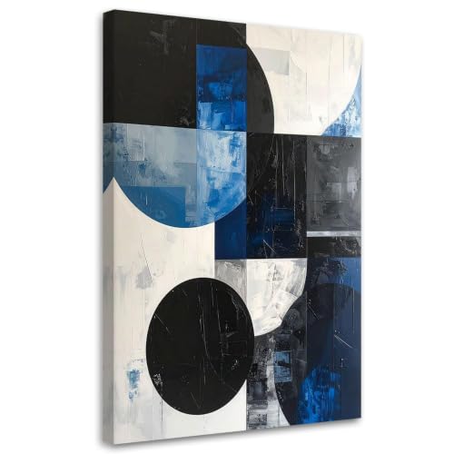 Pintura abstracta azul para vestir paredes vacías con arte geométrico moderno
