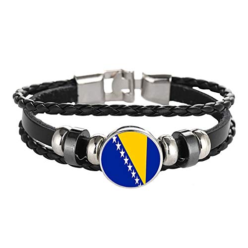 Bosnien Flagge geflochtene Armband Leder Kette kristall Armband Souvenir, Mode handgemachte Armband für Mann & Frau besonderes Tag Geschenk