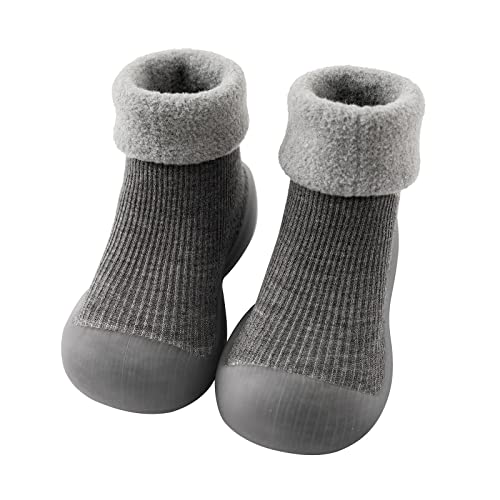 Crianças bebês meninos meninas malha quente sólida sola macia sapatos meias pantufa meia infantil me