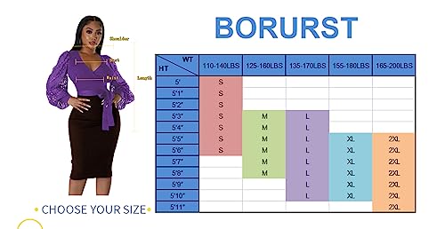 Image of BOGURST Semi Formal Church Dresses for Women Bishop Sleeve Sexy V Neck Bodycon Midi Dresses