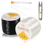 【Praktisches und komplettes Zubehör】1 x 100m Transparent Spulen , 1 x 100m Schwarz Spulen, 2 x Perlennadel und Werkzeug.