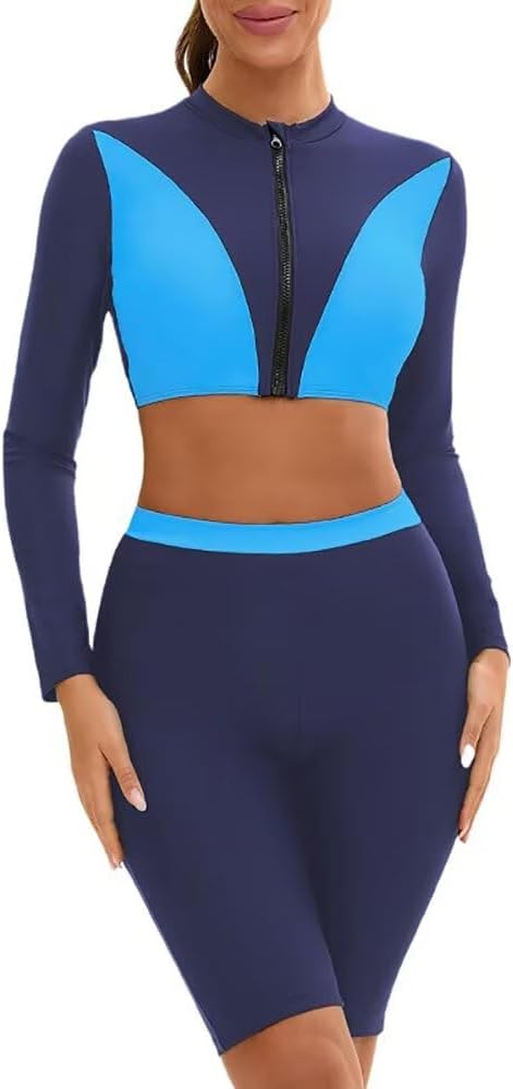 Women's Two Piece Long Sleeve Swimsuit Rash Guard Bathing Suit Surfing Swimwear,Bathing Suits for Women