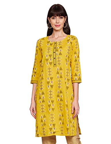 Image of Max Women's Cotton Regular Fit Kurta (SHFKSU19WT21MUSTARD Mustard XL Mustard XL)