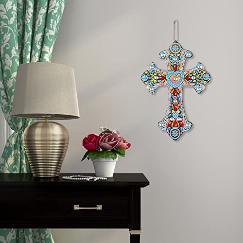 Boniuluc 2 Pack Cross Diamond Painting Kits 5D Diy Diamond Painting Cross Special Shaped Diamond Art Kit Mandala Heart-Shaped Hanging Wall Home Christmas Decor With Tools For Adults Kids #TOP3