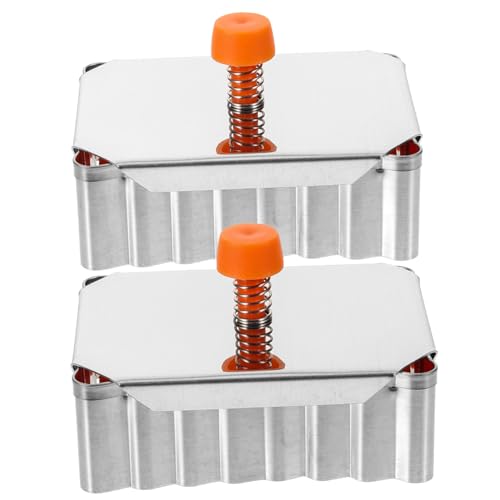 Cabilock Diy Homemaking Baking Tools 2pcs Square Stainless Steel Cookie Cutters Molds Set Random Color