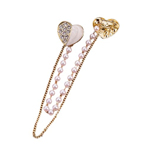 Image of Vintage Sweater Shawl Chain Brooch for Women Clips Antique Cardigan Clip Collar Holders Decorations Dress Sweater Collar Brooch Pins Girls Straps anti-slip chain