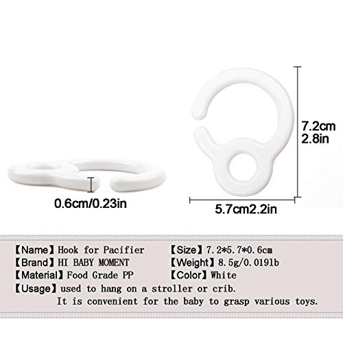 Plastic Hook 10pcs for Baby to Grasp Toys Food Grade, Hang on Stroller or Crib, DIY Infant Teether Toys, Pacifier Accessory