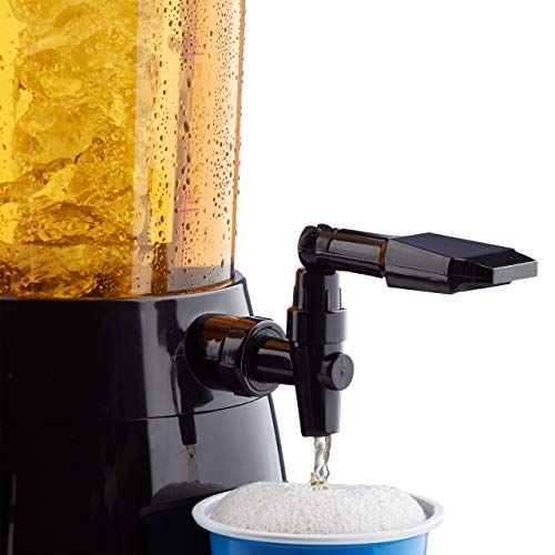 Relaxdays Biersäule mit Zapfhahn, HxBxT: 50 x 23 x 18 cm, Füllmenge 2,5 l, Zapfsäule transparent, Biertower, schwarz