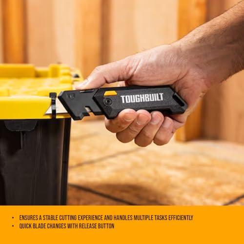 Image of ToughBuilt - Sub-Compact Folding Utility Knife, 4 inch Closed EDC Design with Wire Cutter /Stripper, Button Lock & Tool-Free Blade Change (TB-H4-12-C)