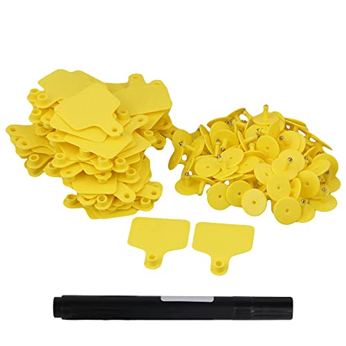 BQLZR 100 pcs Blank Cattle Ear Tags Livestock Ear Tags Identification Tags for Sheep Cattle Calf Hog (Yellow) Cow Cattle Blank Large Livestock Ear Tag