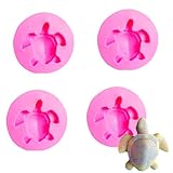 4 PCS 3D Tortoise Sea Turtle Silicone Mold for DIY Ice Cube Handmade Ice Cream Pudding Cupcake Cake Topper Decoration Soap Mould Candy Chocolate Crystal Jelly Shots Fondant Mold Desserts Gum Paste