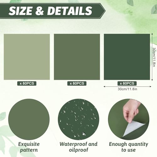 Whaline 240 Sheets Sage Green Wax Paper Solid Green Deli Paper 3 Colors Sandwich Wrapping Tissue Basket Liner for Food Baking Kitchen Wedding Baby Shower Party Supplies by Whaline - Image 2