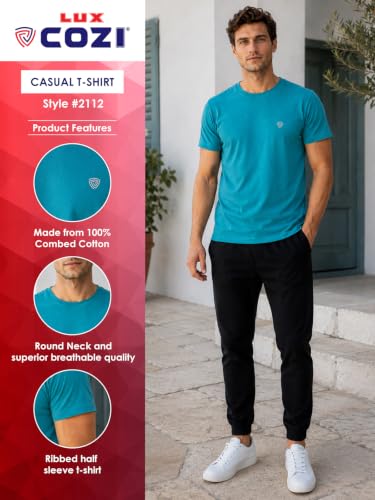 Image of Lux Cozi Men Cotton Half Sleeves Round Neck Regular Fit Casual T-Shirt