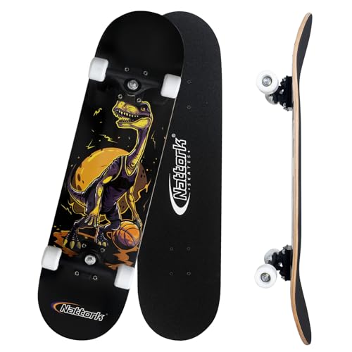 Image of Nattork 31 Inch Complete Skateboard, Standard Skateboards for Beginners, Wood 9 Layer Canadian Maple Trick Skate Boards for Boys Girls Youth Teens Adults