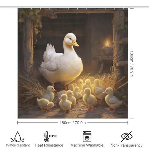 Rideau de douche canard en polyester lavable 183x183 cm