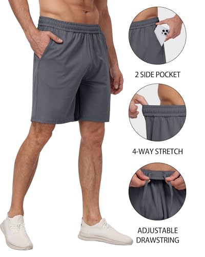 4 Pack Men's Athletic Gym Shorts with Pockets,Running Workout Basketball Hiking Shorts for Men3