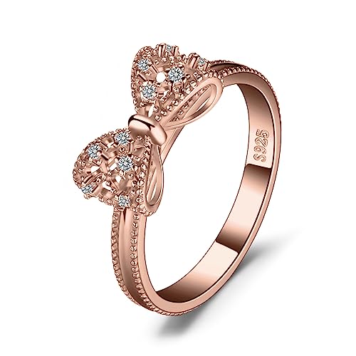 Image of JewelryPalace 14k White Yellow Rose Gold Plated 925 Sterling Silver Rings for Women, Cubic Zirconia Promise Rings for Her, Stackable Wedding Bands Rings for Women Infinity Forever Love Knot Ring