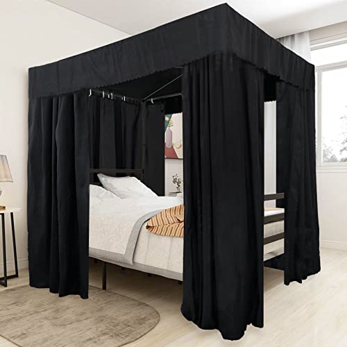 Kmhesvi Black Canopy Bed Curtains - 4 Corner Post Bed Curtains Canopy Twin Bed Canopy Curtains for...