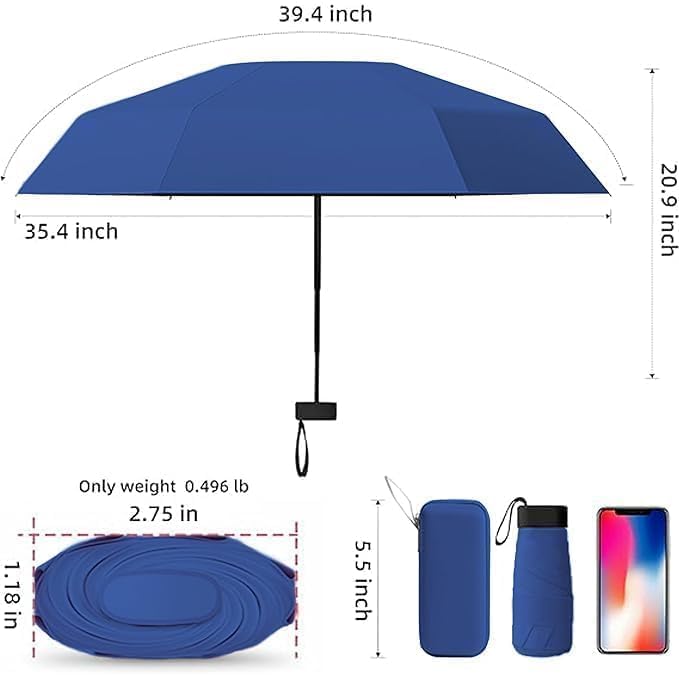 Image of 𝗪𝗢𝗢𝗠𝗭𝗬 UV Travel 𝗠𝗶𝗻𝗶 𝗙𝗼𝗹𝗱𝗶𝗻𝗴 Ultra Compact pastel 𝗨𝗺𝗯𝗿𝗲𝗹𝗹𝗮 with Case, Manual Open 𝟲 𝗥𝗶𝗯𝘀 Lightweight 𝗣𝗼𝗿𝘁𝗮𝗯𝗹𝗲, Small Sun & Rain 𝗣𝗼𝗰𝗸𝗲𝘁 𝗨𝗺𝗯𝗿𝗲𝗹𝗹𝗮 for Men and Women- Use in 𝗥𝗮𝗶𝗻 & 𝗦𝘂𝗺𝗺𝗲𝗿
