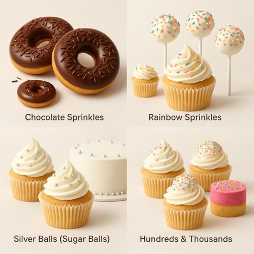 Image of The Select Aisle Carnival Sprinkles 100g | Themed Cake Sprinkles Combo Pack with Sugar Balls, Rainbow Confetti, Chips & Edible Cake Decoration Toppings