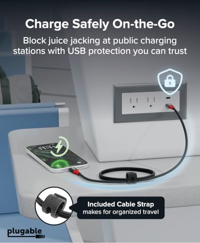 Image of Plugable USB C to USB C Cable, Data Blocker Charge Only Cable (1m /3.3ft): 240W Safe Fast Charging for MacBook, iPhone 15 /16, Galaxy S24, Steam Deck, and More USBC Devices (USBC-CC1M)